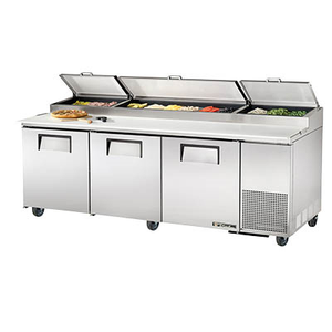 Pizza Prep Table, Three Section, 33-41°F, with Stainless Steel Covers