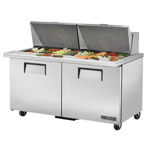 Mega Top Sandwich/Salad Prep Unit, Two Section with Two Stainless Steel Covers