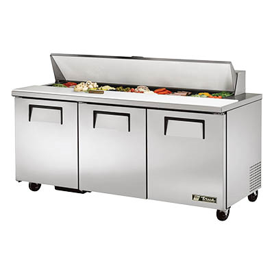  Sandwich/Salad Prep Unit, Three Section with Stainless Steel Cover
