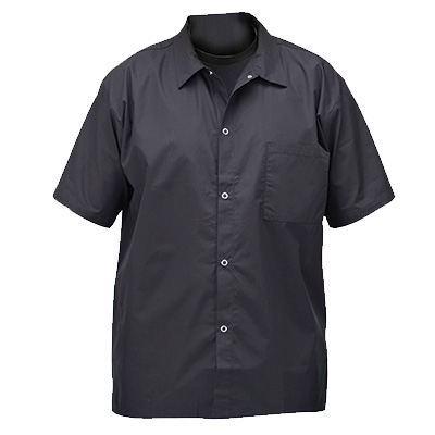 Winco UNF-1KL Short-Sleeved Chef Shirts, Snap Buttons, Black, Large
