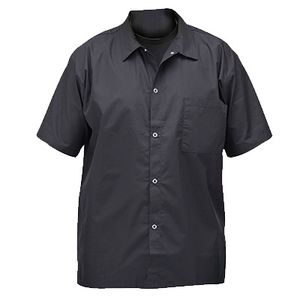 Winco UNF-1KM Medium Chef Shirts, Short-Sleeved, Snap Buttons, Black